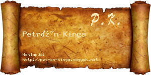 Petrán Kinga névjegykártya
